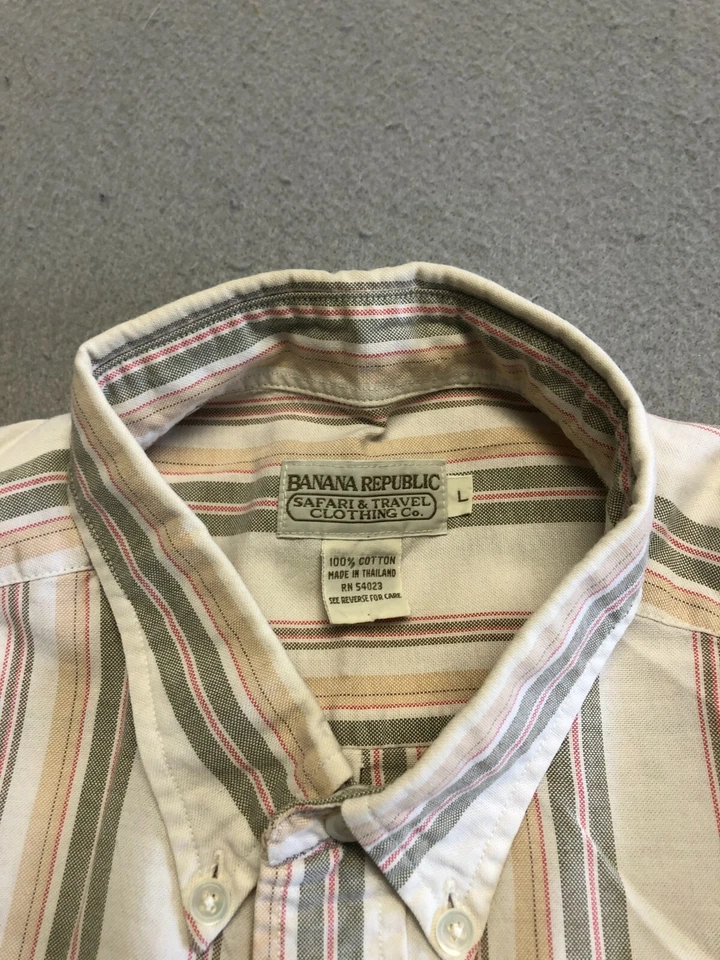 Banana Republic Button Down Shirt Men's Large Safari Beige Pocket Collar Cotton - Image 3 of 4