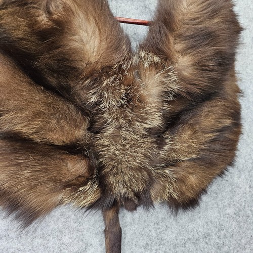 Vintage Real Fur Stole Wrap Brown Shawl Tails Old Hollywood Glam Whimsy Warm - Picture 11 of 12