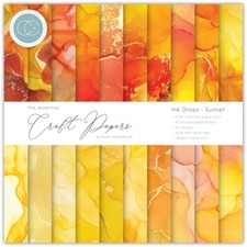 Crafts 6X6 Paper Pad Craft Consortium Ink Drops Sunset Orange Yellow Red Bleeds