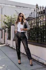 Black Stylish Handmade Lambskin Leather Women Party New Genuine Casual Pant