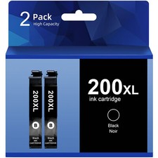 2Pack 200XL BK Ink Cartridge compatible with Epson XP-310 XP-400 XP-410 WF-2540