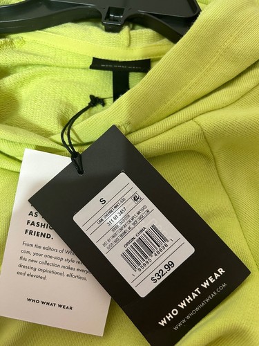 WHO WHAT WEAR Women’s Short Sleeve Sweatshirt Lime Sherbet NWT Size S - Picture 3 of 6