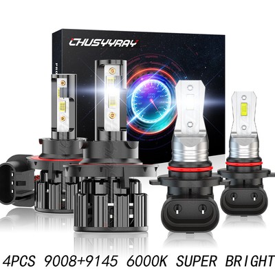 H13 9145 Combo LED Headlight & Fog Light 4x Bulbs For Jeep Compass 2007-2009