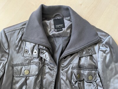 Jacke von Esprit Satin Silber/Gau Damen Größe 38