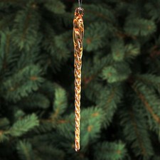 6" Gold Glass Icicles - 24 Quantity - Christmas Holiday Ornaments