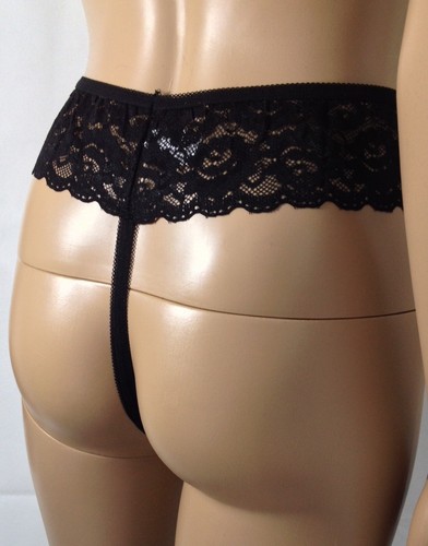 Damen String „Royal“ aus Spitze, Vorderteil farbig unterlegt, schwarz/weiß 44/46 - Bild 2 von 4