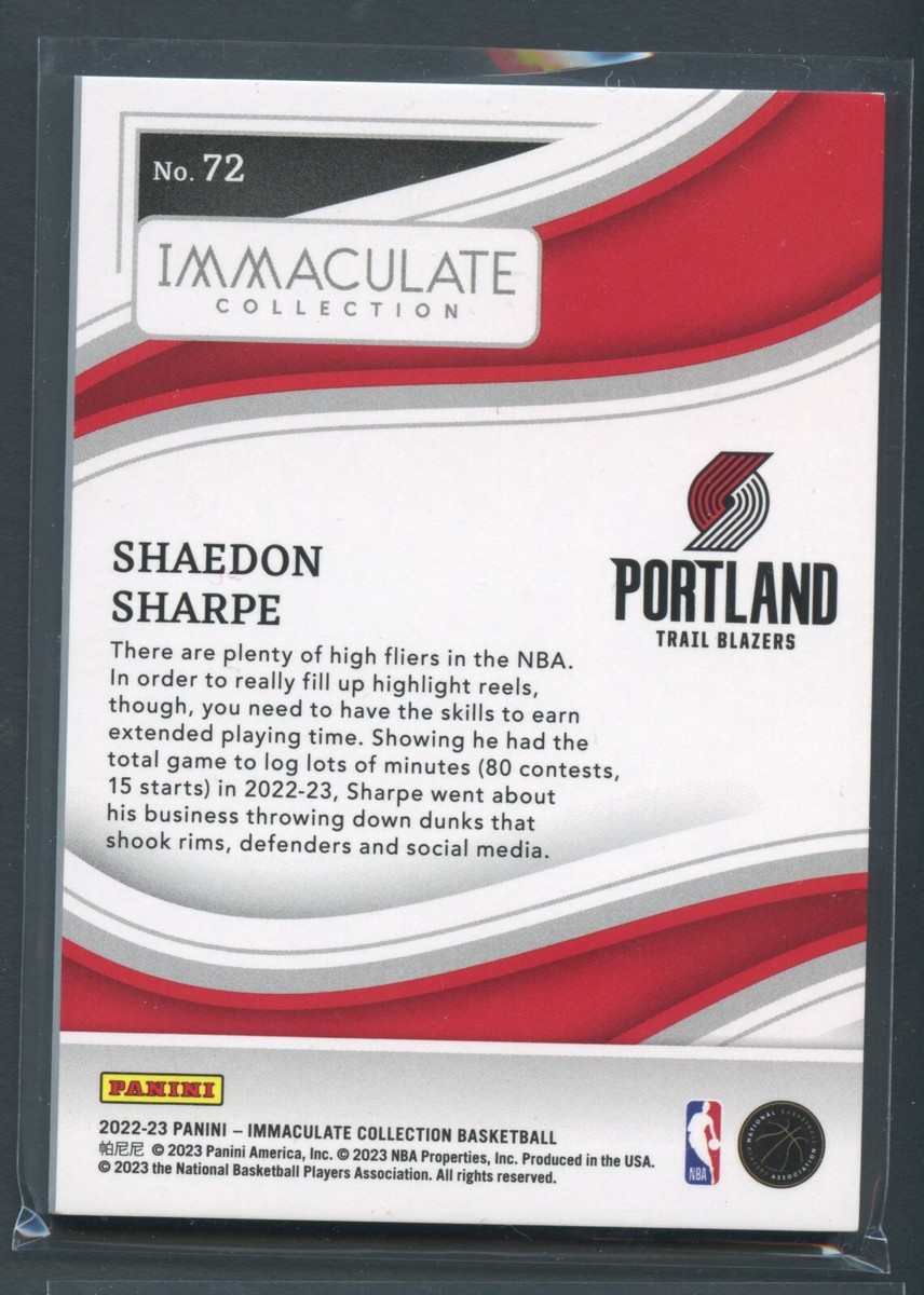 49 Shaedon Sharpe Immaculate Red Rookie #72 Color Match RC 2022-23 