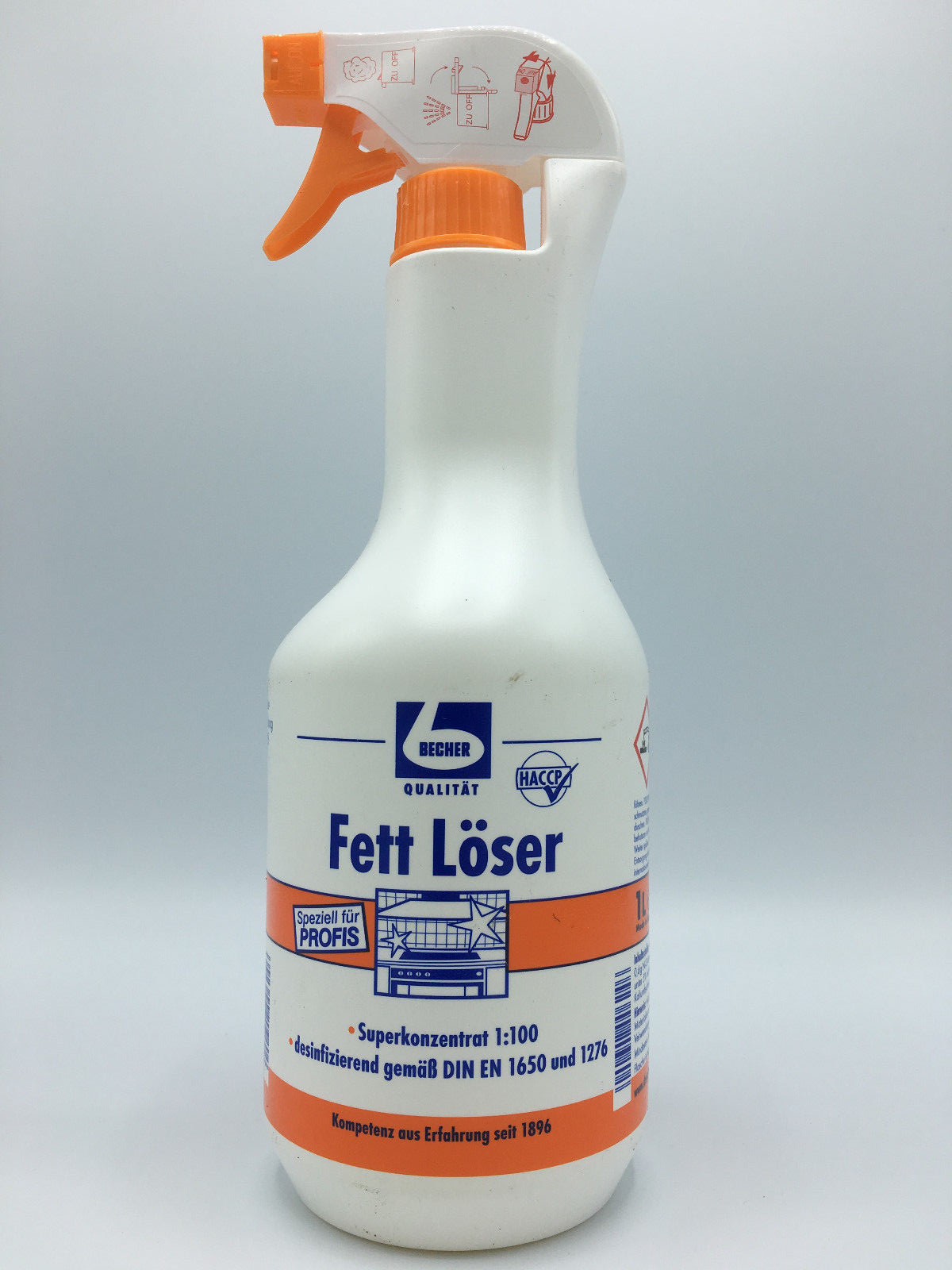 Fettlöser Dr. Becher Fettreiniger Sprühflasche 1,0L Grillreiniger Küche Herd