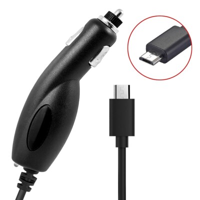 Premium Micro USB Black Color Auto Universal Car Charger Coiled Cable DC Adapter