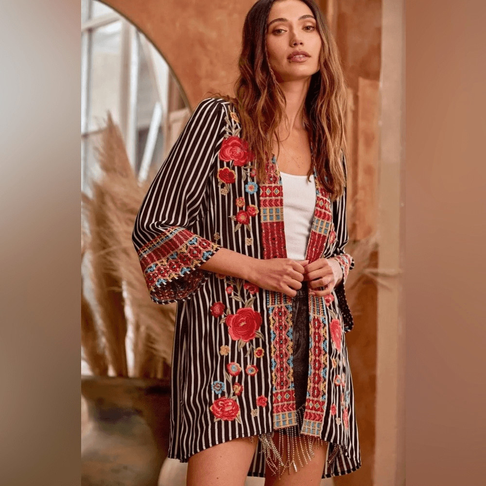 Savannah Jane EMBROIDERED STRIPED CARDIGAN - image 1