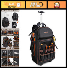 Heavy Duty Rolling Tool Backpack - 43 Pockets...