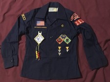 CUB SCOUTS OF AMERICA VINTAGE - LONG SLEEVE SHIRT, HAT, NECKERCHIEF W/TIE SLIDE