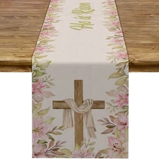 13x72 Inch He Is Resin Table Runner Easter Jesus Ressurrection Dining Room Decor