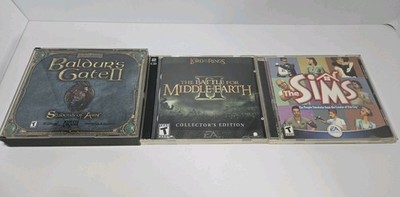 Pc Video Games Lot Of 3 LOR Battle For Middle Earth 2 Sims Baulders Gate 2