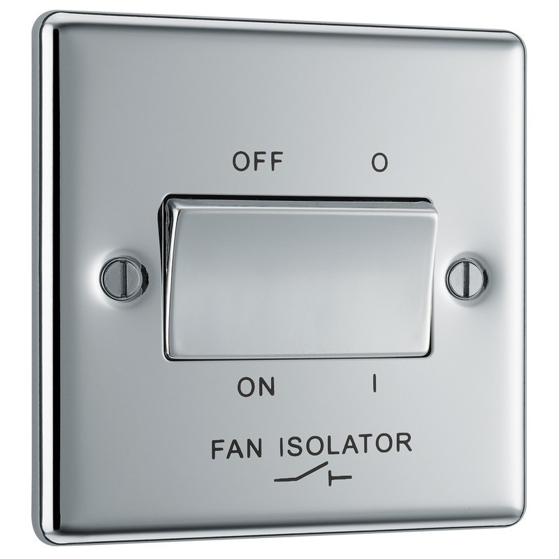 BG NEXUS Newlec Polished Chrome Fan Isolator Switch Raised Edge 10amp