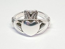 Size V Sterling Silver 925 Mens Claddagh Ring Friendship Vintage Chunky Heavy