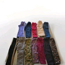 Girls Size 4t Pants Lot, 12 Pairs, Mixed Brands