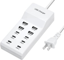 USB C Fast Charger 10-Port Portable Charging Station for Multiple Devices Dock
