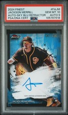 2024 Topps Finest Jackson Merrill #FA-JM Auto Sky Blue /150 PSA 10 Padres