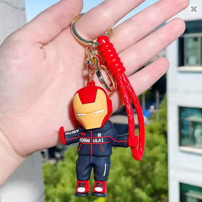 Marvel Iron Man 3D Gummi Schlüsselanhänger Schlüsselring Taschenanhänger Auto/Haus/Arbeit Schlüssel