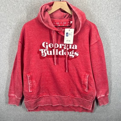 Pressbox Georgia Bulldogs Hoodie Womens Small Red Easy Fleece Pullover NWT