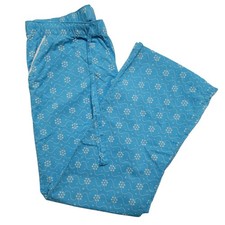 OLD NAVY Snowflake Floral Pajama Pants Women's MEDIUM Blue Lace 100 Cotton