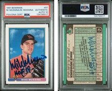 1991 Bowman #383 Mike Mussina RC PSA 10 DBL Auto Signed Autographed HOF Yankees