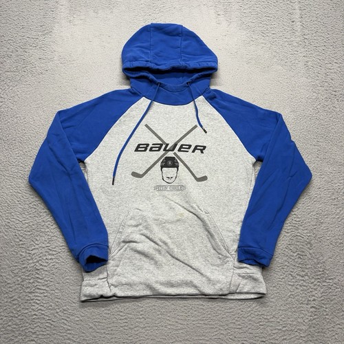 Bauer Hockey Spittin Chiclets Hoodie Mens Small Grey Blue Barstool Pullover