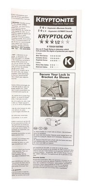 Instruction Manual For Kryptonite Kryptolok Series Bicycle Lock
