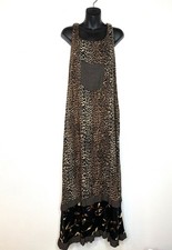 VTG Cactus Flower Women’s Maxi Dress L Cheetah Floral Colorblock Artsy Hippie