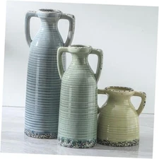 Ceramic Vase Set of 3 with Handles - Farmhouse Vase Set for Modern 105