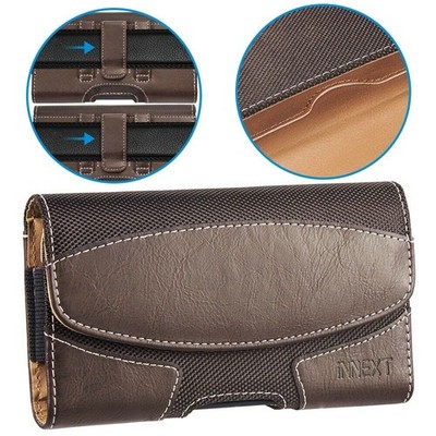 LUXMO Horizontal Leather Cell Phone Carrying Belt Case Holster Cover For iPhone