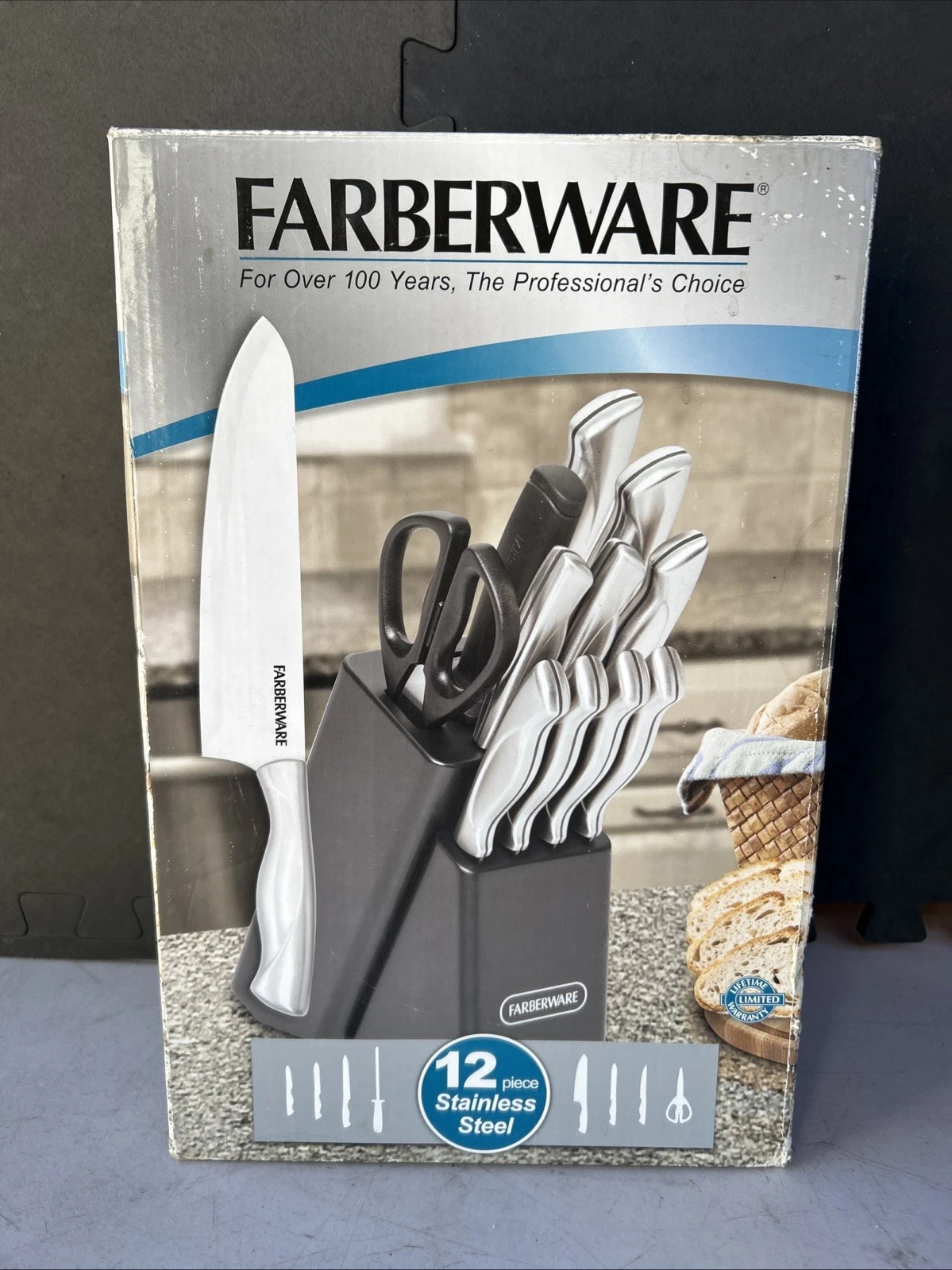 Farberware 12-Piece Stainless Steel Knife Block Set W/ Sharpener