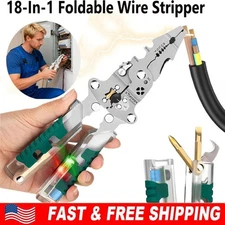 Foldable Voltage Tester Screwdriver Wire Stripper Crimper Electrician Tool Kit