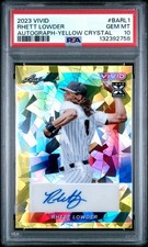 2023 LEAF VIVID AUTOGRAPHS #BA-RL1 RHETT LOWDER YELLOW CRYSTAL #3/10 PSA 10