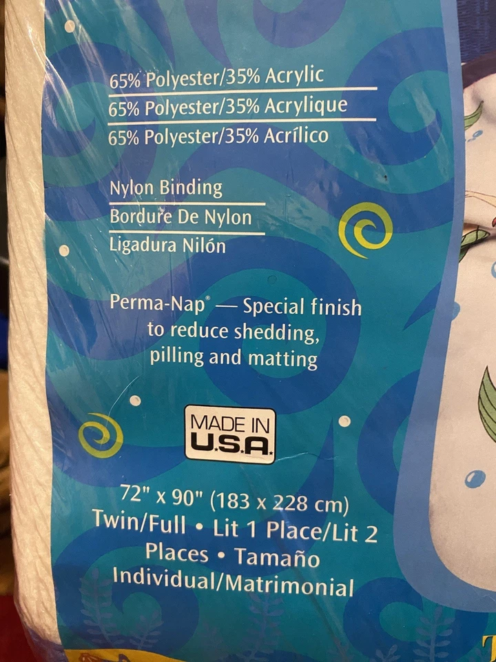 Винтажное одеяло 90-х Disney The Little Mermaid ЗАПЕЧАТАНО - Изображение 4 из 4