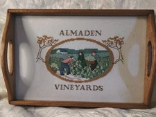 Vintage Needlepoint Display Tray / Almaden Vineyards / 12.5 In X 8.5 In
