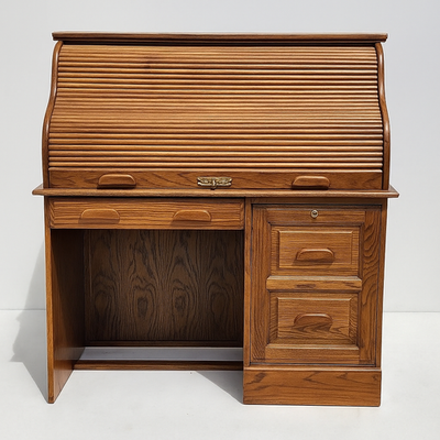 Vintage Winners Only Inc Solid Oak Roll-Top Desk – Classic Design