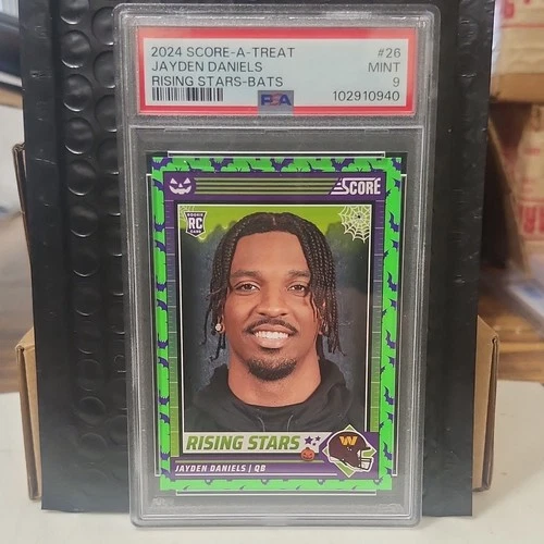 Panini 2024 Score-A-Treat Rising Stars Jayden Daniels #26 Green Bats PSA 9 Rook…