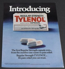 1980 Print Ad Introducing Regular Strength Tylenol Acetaminophen Capsules Art