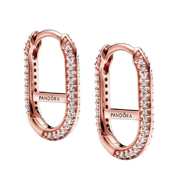 Boucles d'oreilles Link Pavée Pandora | Bijoux d'oreilles tendance en argent