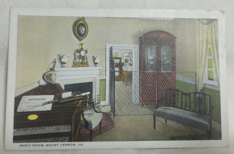 Music Room Interior Mount Vernon, VA Postcard R-51554 B.S. Reynolds Co.