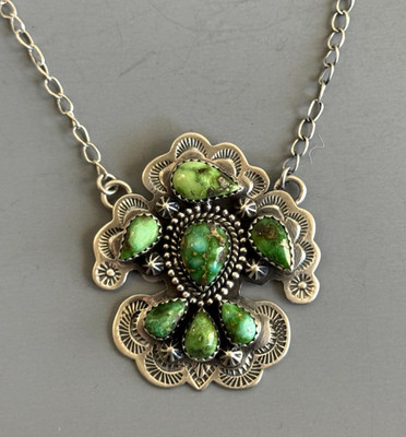 Artisan Cara Rosia Sterling Silver SONORAN GOLD Turquoise THUNDERBIRD Necklace