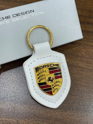 Genuine Porsche 911 Leather Crest Key Ring White WAP0500950E New