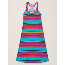 Michael Stars Womens Striped Racerback Maxi Dress Turquoise Pink Orange OS 3805Y