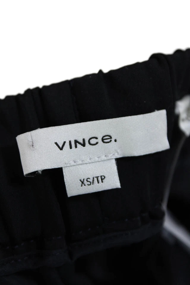 Pantalones de pierna recta plisados cintura elástica Vince para mujer negros talla XS Foto 4 de 4