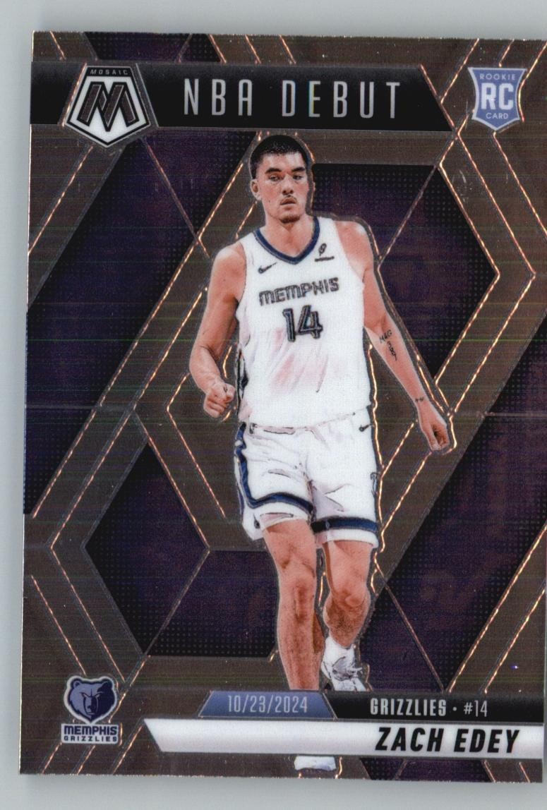 Zach Edey 2024-25 Mosaic NBA Debut Mosaic Prizm RC #251 Grizzlies