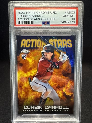 2023 Topps Chrome Corbin Carroll Action Stars Gold /50 PSA 10