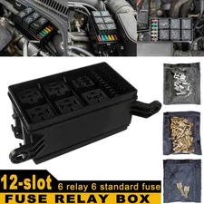 Automotive Fuse 12 Slots Relay 6 Relays Box Car Holder With Terminals Block US