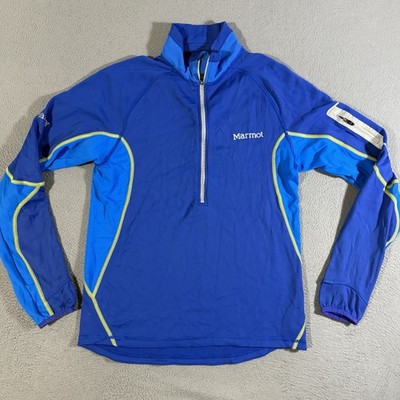 Marmot Fleece Pullover Jacket Mens Small 1/2 Zip Hiking Outdoor Trail Blue
